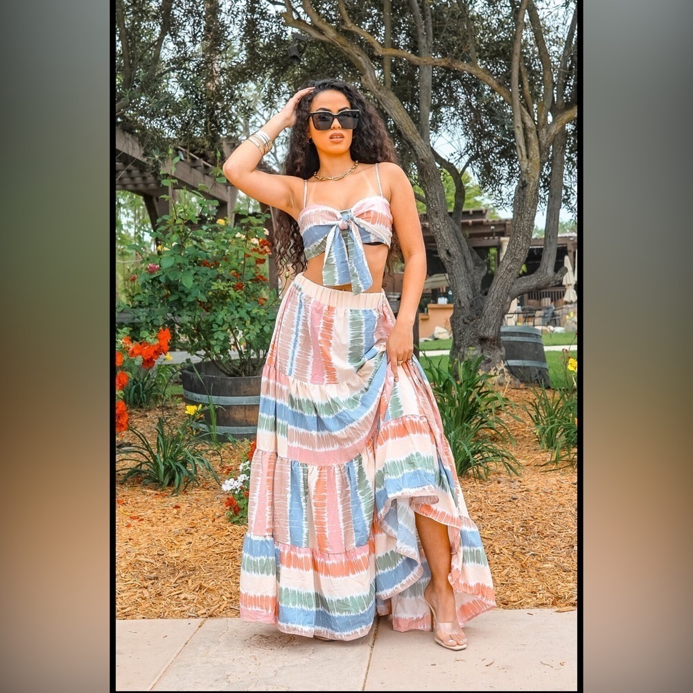 Colorful Striped Two-Piece Set